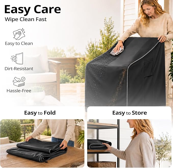 Patio Chair Covers Waterproof, Heavy Duty Outdoor Furniture Covers Fits up to 29W x 30D x 36H inches -2 Pack,Black