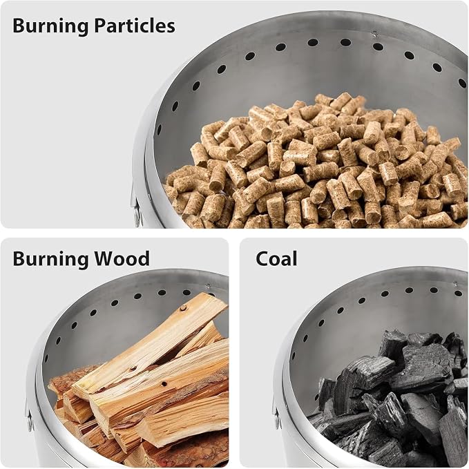 Towallmark Stove Bonfire 2.0 with Stand, 20.5 Inch Smokeless Firepit, 360° Airflow & Removable Ash Pan, with Air Switch, Stainless Steel Wood Burning Fireplace, for 4-6 People, 24 lbs