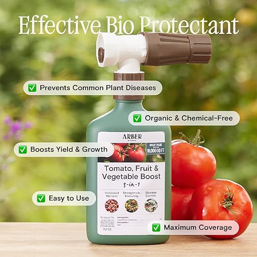 Organic Protectant for Tomatoes & Vegetables – 16oz Ready-to-Spray 3-in-1 Immunity & Yield Booster, Disease Defense—Powdery Mildew, Blight & Rust – Safe for Edible Gardens, Pets & Pollinators