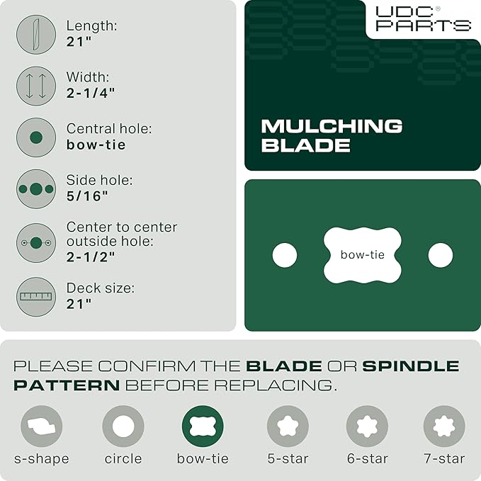 UDC Parts Mulching Blade 942-0741A 21 Inch/Fits Craftsman, MTD, Troy Bilt, Cub Cadet Replaces OEM no. 742-04100 742-0741 742-0741A 942-0741 942-04276 TB100 TB115 TB130 TB240 TB360 SC100