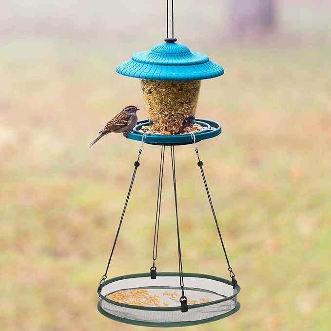 FoldTier 2 Pieces 16 Inch Universal Wild Bird Seed Catcher Hanging Hoop Platform Bird Seed Catcher Tray for Hummingbird Feeders Bee Feeder Outdoor Garden Accessories