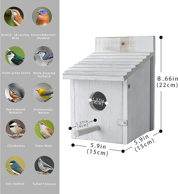 Bird House for Outside,Bluebird House,Outdoor Wooden Hanging Birdhouses Finch Wren Cardinals Garden Nesting Box