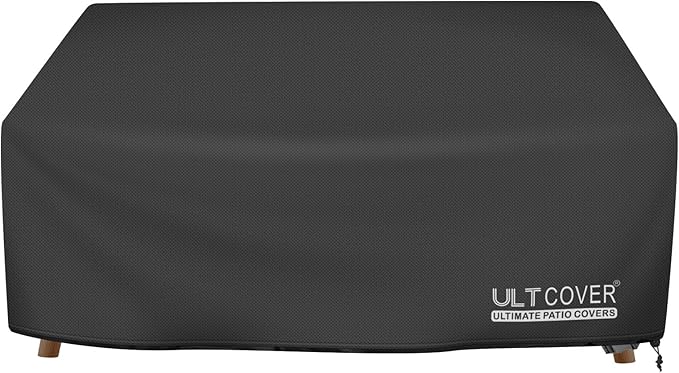 ULTCOVER Waterproof Outdoor Deep Seat Sofa Bench Cover 62W x 40D x 35H inch Patio Furniture Loveseat Cover, Black