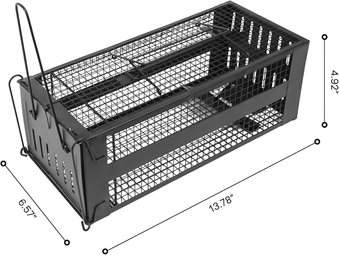 SZHLUX 2-Pack Rat Trap,Mouse Traps Work for Indoor and Outdoor,Small Rodent Animal-Mice Voles Hamsters Cage,Catch and Release(Black)