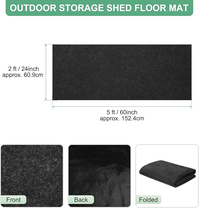 M METERXITY Outdoor Storage Shed Mat, 2x5 ft Waterproof Small Shed Flooring Mat for Patio Furniture Floor Protecting from Wear/Liquid/Dust/Oil, Non-Slip Carport Pad [Grey]