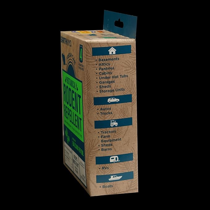 Fresh Cab Botanical Rodent Repellent - Environmentally Friendly, Keeps Mice Out, 24 Scent Pouches (6 Packs of 4)