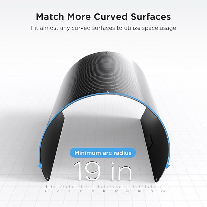 100W Ultra-Thin Flexible Solar Panel 12V, 11BB 23% High-Efficiency ETFE Monocrystalline Panel, 240°Bendable Design for Solar Generator, Power Station, RV, Marine, 5th Wheel, Trailer, Van, SUV