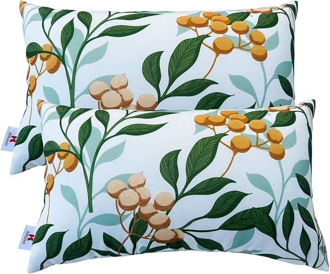 Pack of 2 Patio Lumbar Pillows, 12"x20" Fade Resistant Outdoor Waterproof Lumbar Pillow with Inners, Decorative Garden Lumbar Cushions for Home Patio Terrace Sofa Use