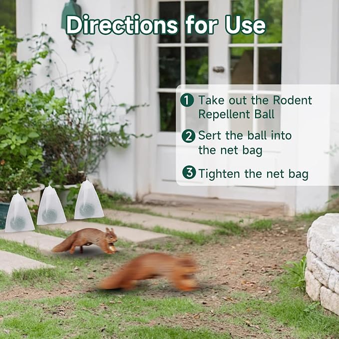 24 Pack Squirrel Rodent Repellent, Peppermint Lemon Oil Mice Repellent for Mouse Rats Spider Pests, Natural Deterrent for Kitchen, Warehouse, Car, Indoor, Outdoor, Safe for Pets Family