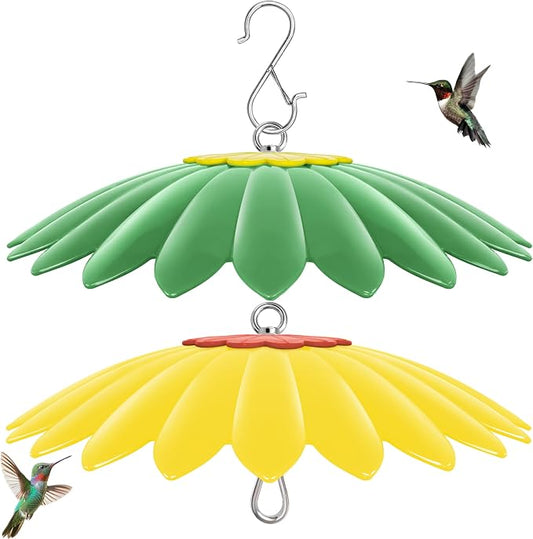 13.5 inch Bird Feeder Rain Guard,Hummingbird Feeder Shade Dome Cover,Umbrella Cover for Bird House for Outdoor,Squirrel Baffle,2 Pack(Yellow,Green)