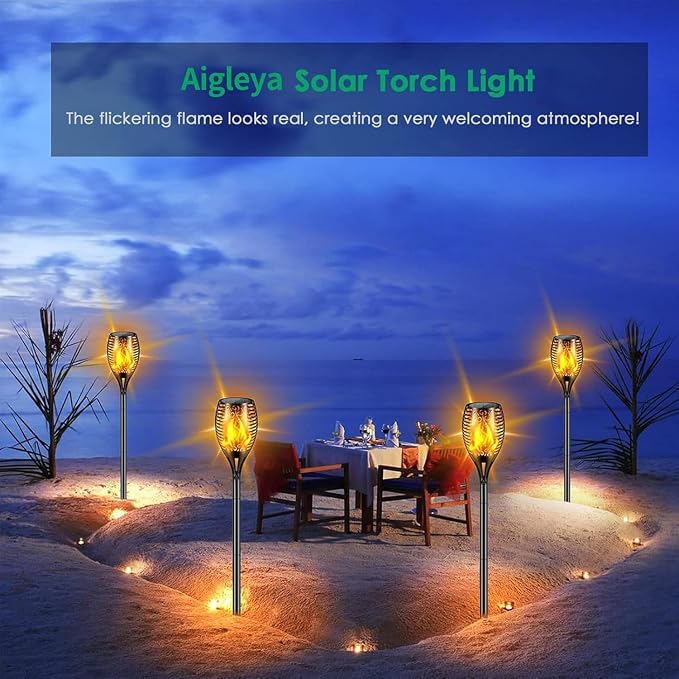 Solar Lights Outdoor 99 LED Higher & Larger Flickering Flame Solar Torch Light 43" Waterproof Outdoor Lighting Solar Powered Pathway Lights Christmas Decorations for Garden Patio Yard (2pack)