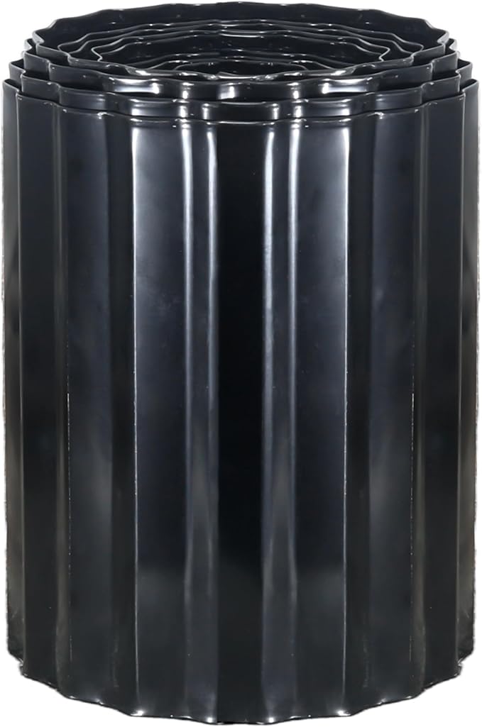 Quibbay Corrugated Metal Garden Edging, 8"×20Ft Metal Landscape Edging for Lawns, Borders and Flower Beds, Metal Garden Edging Border for Garden and Yard, Sturdy Garden Long Strips, Black