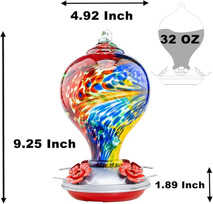 Muse Garden 32OZ Humming Bird Feeder Ant Moat,Gifts for Bird Lover,Gardening Backyard Decor Hummingbird Nectar Capacity,Nebula | Muse Garden 32OZ Humming Bird Feeder Ant Moat,Gifts for Bird Lover,Gardening Backyard Decor Hummingbird Nectar