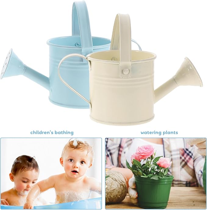 Small Watering Can Toddler Iron Sprinkle for Outdoor Plants, Kids Metal Mini Watering Pot for Gardening Yarde Home Plants Flower (Mixed Style)