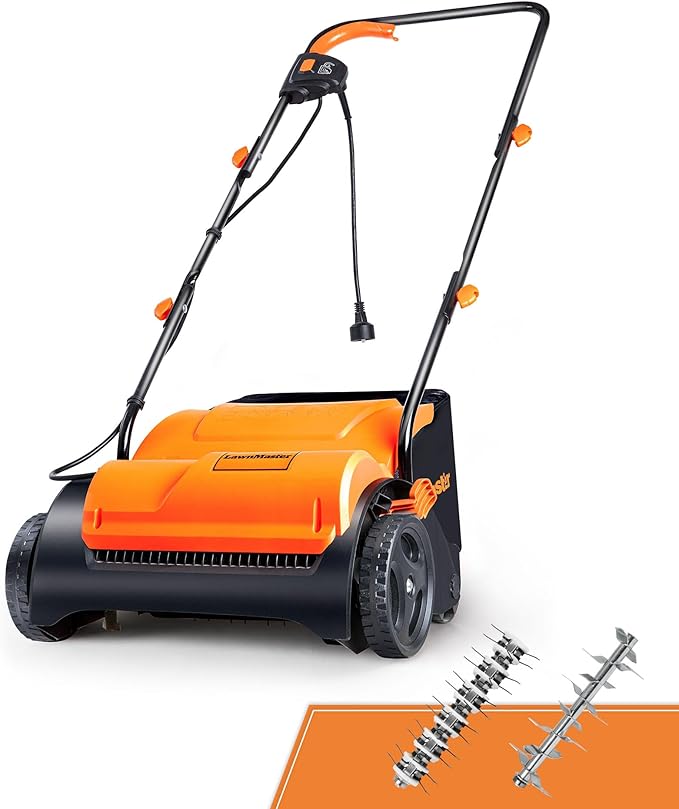 LawnMaster 13" Scarifier and Dethatcher Bundle with VEVOR 24.4-25.6" Compost Spreader