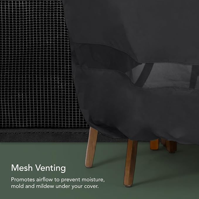 Covermates Classic Chaise Lounge Cover – Weather-Resistant Vinyl Outdoor Furniture Cover with Mesh Vent, Elastic Hem, UV Protection, Lightweight Patio Chair Cover, 30W x 82D x 38H, Black