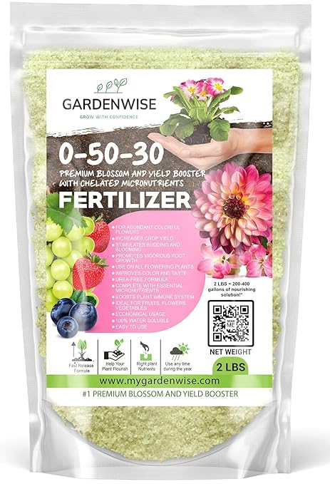 GARDENWISE 0-50-30 Universal Premium Bud and Bloom Booster Increases Flowering & Yield, for Use in Soil and Hydroponics, Super Concentrated Flower Fuel (2 LBS)
