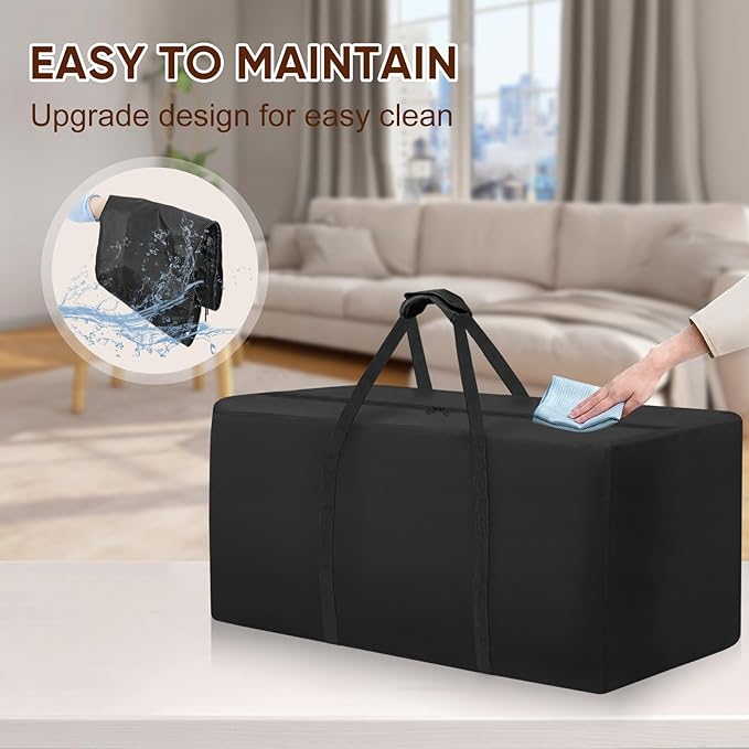 Outdoor Patio Cushion Storage Bag - Waterproof Large Patio furniture Cushion Organizer Storage Bag with Handle and Zipper, 55" L x 24" W x 24" H Big Foldable Duffle Cover