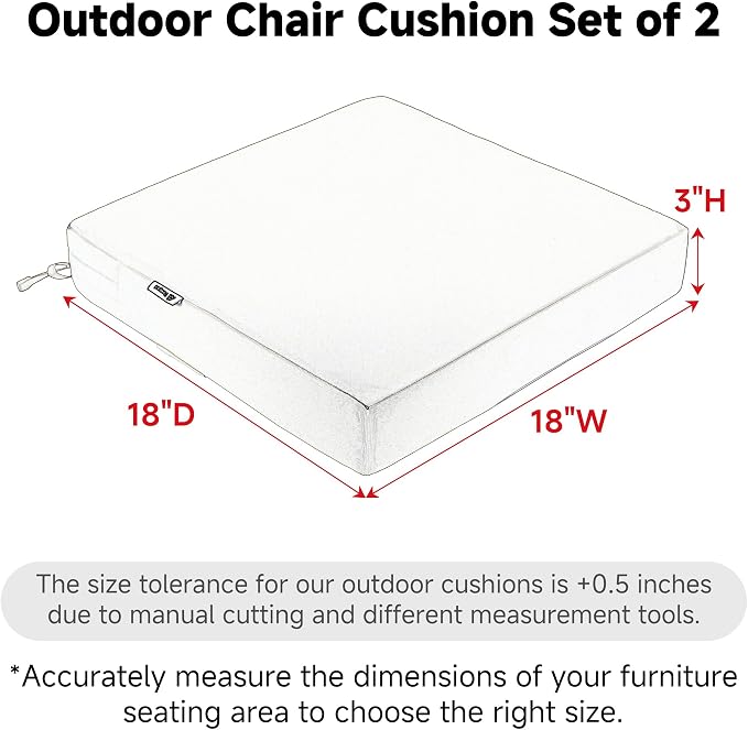 Favoyard Patio Chair Cushions 18 x 18 x 3 Inch Waterproof Outdoor Seat Cushions for Patio Furniture 3-Year Color Fastness Garden Sofa Couch Chair Pads with Handle & Adjustable Straps Set of 2, Green