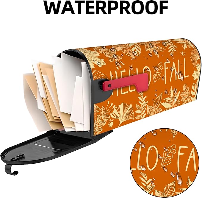 Hello Fall Mailbox Covers Magnetic Fall Thanksgiving Mailbox Cover Autumn Post Letter Box Cover for Garden Yard Decor 21x18 Inch