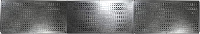 Wall Control Pegboard Value Pack - (3) Pack of Wall Control 16-Inch Tall x 32-Inch Wide Horizontal Steel Wallboards for Home & Garage Tool Storage Organization (Metallic Galvanized Pegboard)