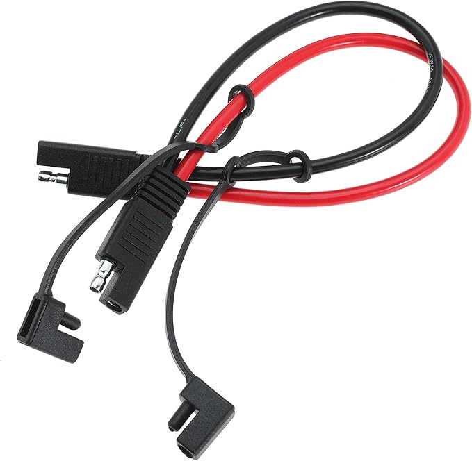 10AWG SAE Extension Cable 10 Gauge SAE to SAE Extension Cord with Two Prong Connectors for Solar RV Automotive (1FT)