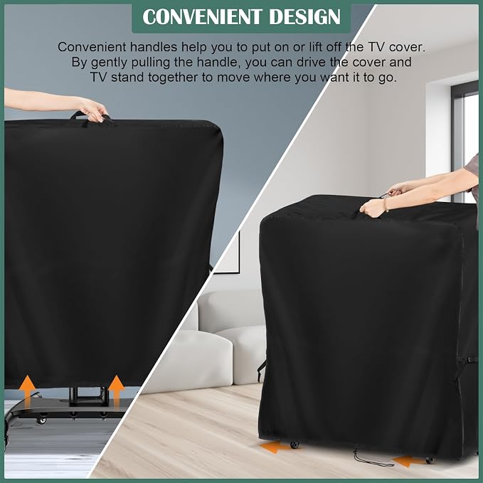 Kingling Outdoor TV Cover 32 Inch Weatherproof, Waterproof Outdoor TV Stand Covers For Mobile TV Carts With Floor Stand Base, TV Screen Protection Covers For Outside- 32”L x 14”W x 55”H(Cover Only)