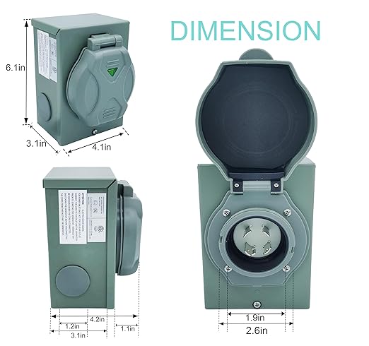 30-Amp Generator Inlet Box, NEMA L14-30P RV Generator Power Inlet Box, Indoor/Outdoor Waterproof Transfer Switch PB30 Inlet Box Plug, 4 Prong 125/250 Volts, Up to 7,500 Watts, ETL Listed