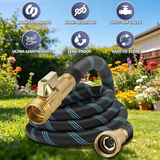 50 ft Flexible Garden Hose - 2026 Upgraded Heavy Duty Water Hoses with 3/4''Solid Fittings,Lightweight,No Kink & Tangle,Puncture Proof Garden Hoses pipe for Yard, Outdoors, Rv