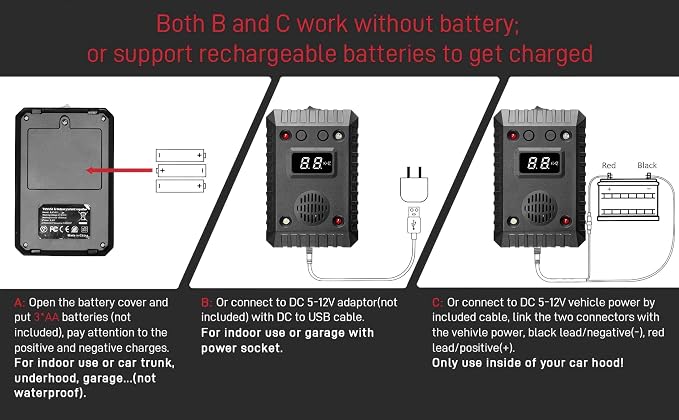 2026 Ultrasonic Rodent Repellent for Car Engines, Battery Powered Plug in Mouse Repellent with LED Strobe Light, Under Hood Rat Mice Bat Squirrel Pest Deterrent for Vehicle Garage Attic, 2 Pack