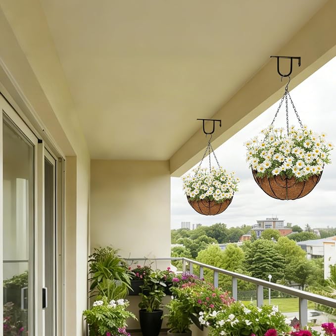 12 inch Metal Hanging Baskets for Plants Outdoor, 2 Pack Metal Wire Hanging Basket Planter with Coco Liner Flower Pots for Indoor Outdoor Garden Porch Patio, Heart-Shaped