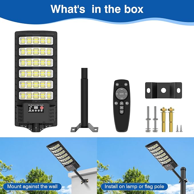 Solar Street Lights Outdoor Waterproof , 6500K 320°Wide Angle Flood light, LED Solar Parking Light with Motion Sensor and Remote Control for Outdoor, Streets, Courtyards,Parking Garages,-4Pack