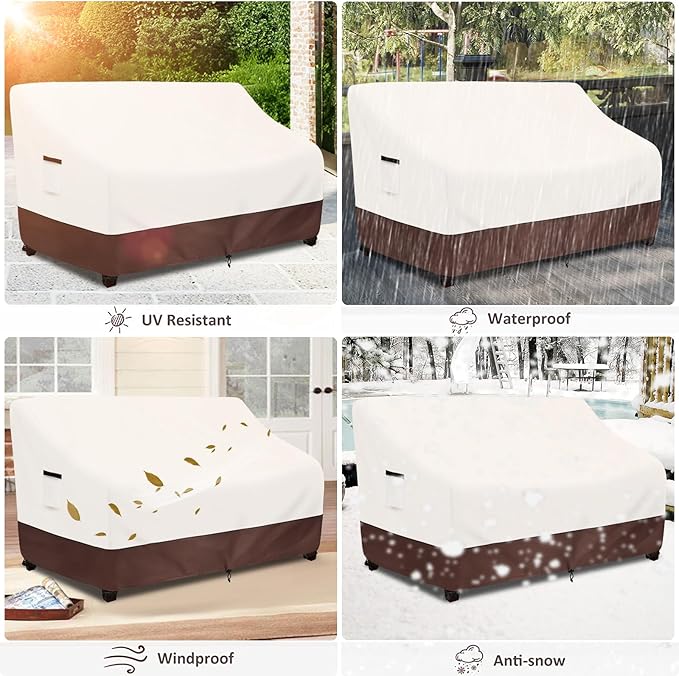 Outdoor Couch Covers,85 Inches Outdoor Sofa Cover, Waterproof Patio Furniture Cover,Furniture Covers for Patio Seating (Beige)