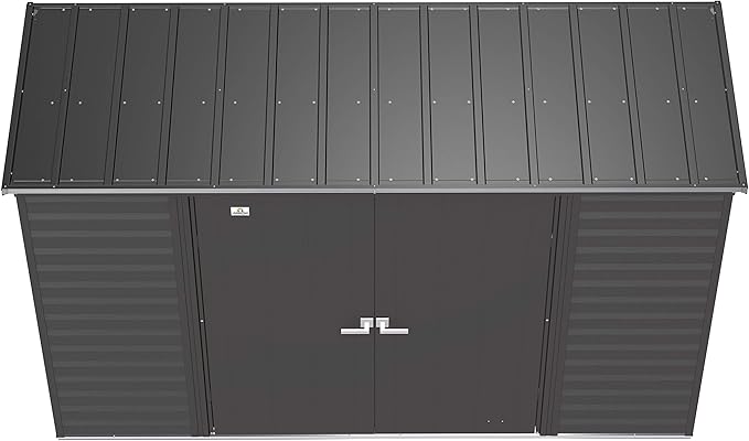 Arrow Select 10' x 4' Outdoor Lockable Steel Storage Shed Building, Charcoal