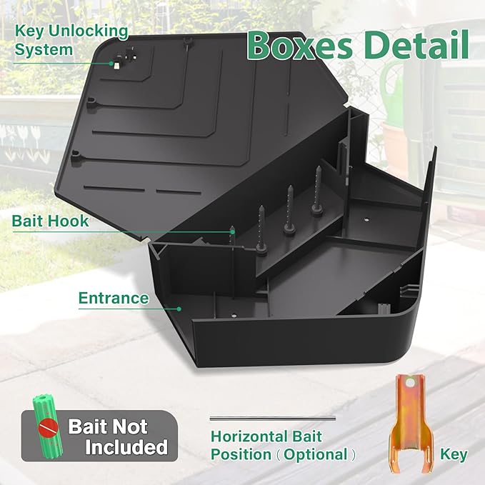 Anblak 1 Pack Rat Station Box with Keys, Rodent Station Keeps Rats Away, Keeps Children and Pets Safe, Key Unlocking, Reusable & Long-Lasting, Indoor & Outdoor
