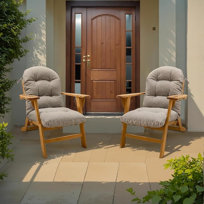 QILLOWAY Outdoor High Back Chair Cushion for Adirondack, All Weather Rocking Chair Cushions Thick Padded Replacement for Patio Furniture,Dark Green