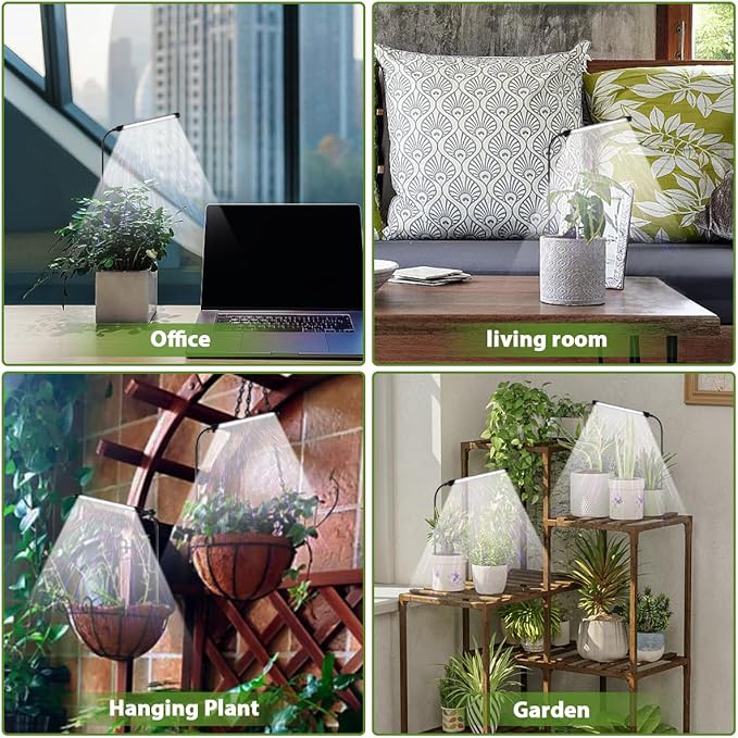 Grow Light 2 Pack, 6000K Full Spectrum Gooseneck Growing Lamp for Indoor Bonsai Pot Succulents Micro Greens Mini Plants, Dimmable & Auto Timer 4 8 12H