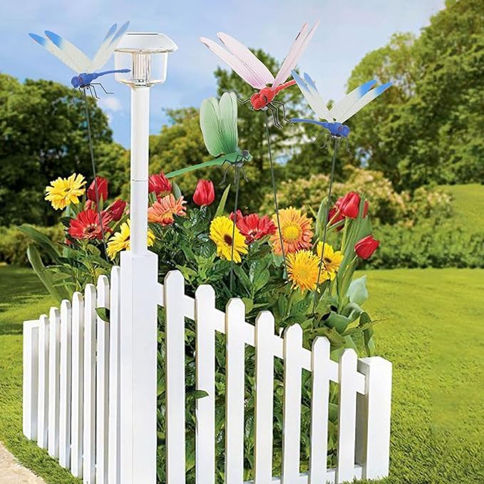 9 Pack Dragonfly Clip,3D Dragonfly Garden Stakes Decor,Fly Deterrent,Dragonfly Humming Bird Stakes,Deer and Horse Fly Deterrent,Garden Bird and Fly Scare Devices for Indoor Outdoor