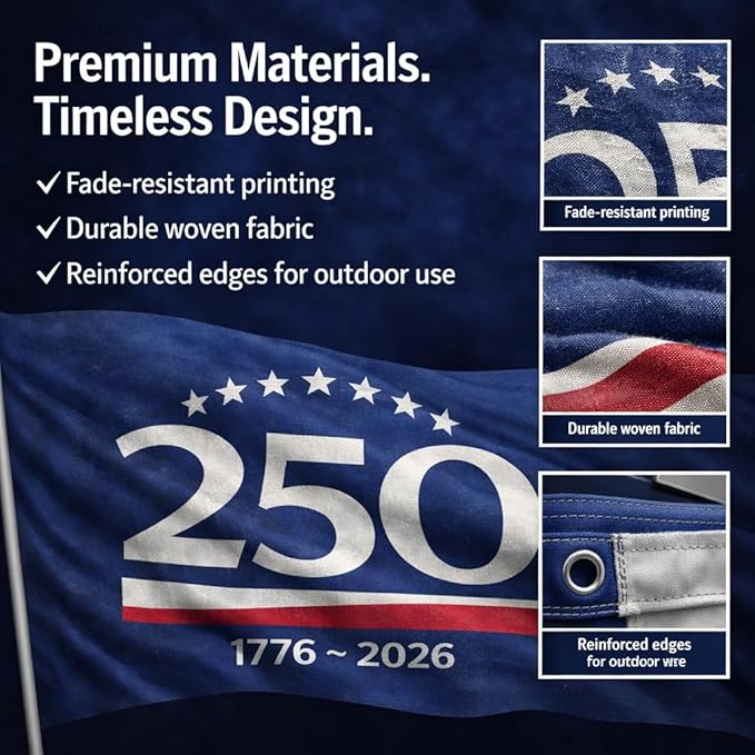US 250 Flag – 250th Anniversary USA Double Sided 3-Ply Outdoor Flag, We The People 1776-2026 Patriotic Yard & House Banner for 4th of July (8, 5X8)