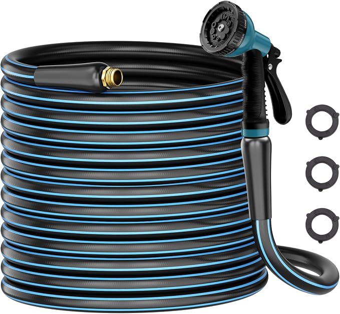 Besiter Heavy Duty Garden Hose 100FT: Water Hose With 10 Function Sprayer - Hose Flexible Swivel Leak-Free Connection Kink-free 5/8" - High Pressure Hose for Gardening Car Washing Watering Outdoor