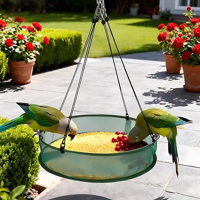 2 Pcs Bird Seed Catcher Tray, 20 in Hanging Bird Seed Catcher with 4.1 in Height, Outdoor Bird Seed Catcher Made of Polyester Mesh for Easy Cleaning & Ventilation