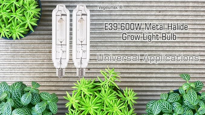 MH 1000W Metal Halide HID Grow Light Bulb Lamp High PAR Enhanced Blue and Violet Spectrums for Horticulture Indoor Plants,CCT 6000K,92,000 Lumens,Great for Commercial Applications,2 Pack