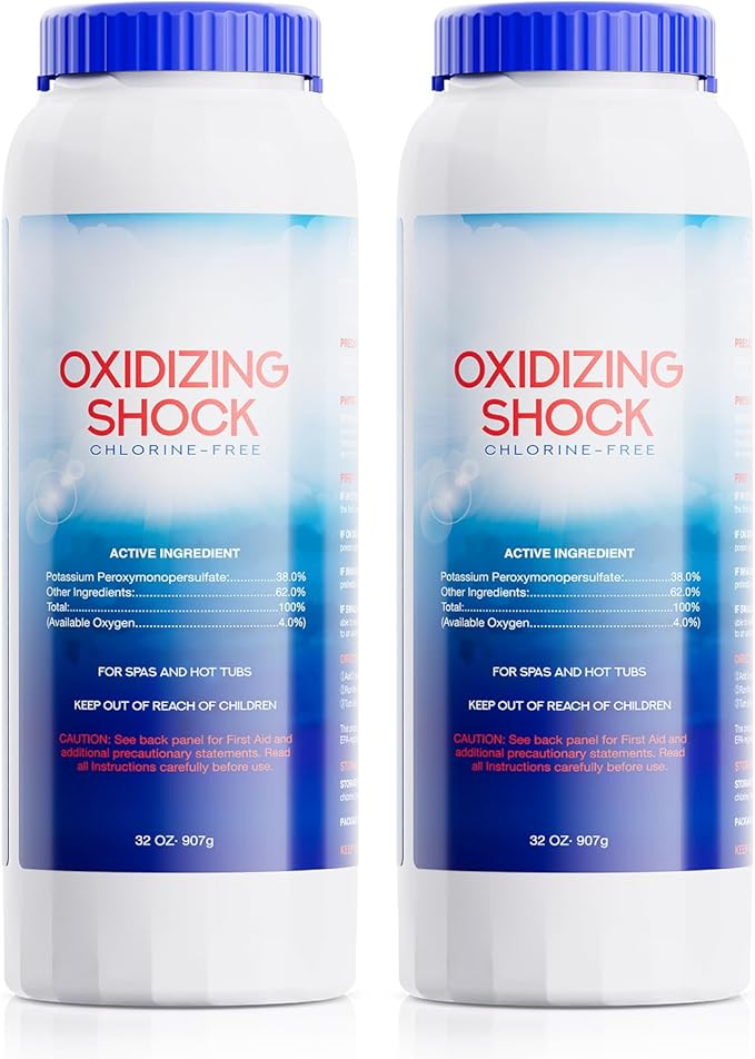POOLHOUR 32 Oz Non-Chlorine Oxidizing Shock for Hot Tub, Oxidizer for Spas and Swimming Pools, Hot Tub Shock, 2 Pack