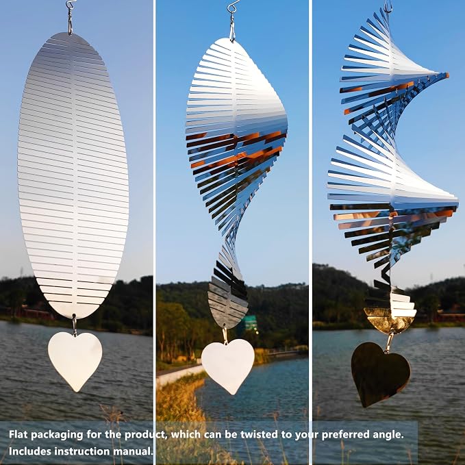 2pcs 15.8"x 5.9" Bird Deterren for Outside Patio Garden Porch Pool Window,Mirror High Reflective Bird Scare Devices Wind Spinners Outdoor Decor, to Keep Woodpecker Away from House