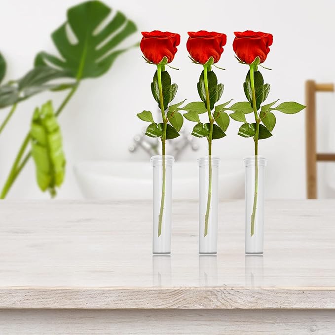 Floral Water Tubes/Vials for Flower Arrangements, Rose Flower Water Tubes Aqua Picks, Clear Plastic Rose Water Tubes with Picks, Floral Water Tubes Stems Picks (2.8" x 0.7") (300)