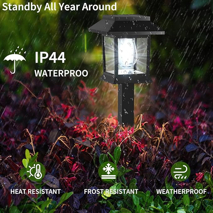 Greluna Solar Lights Outdoor, 6 Pack 6000K Waterproof Auto On/Off Solar Pathway Lights for Garden, Landscape, Path, Yard, Patio, Driveway, Walkway Decor