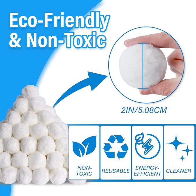 4 lbs Pool Filter Balls for Filter Pump, Upgraded High-Density Reusable Fiber Media Replace 150 lbs Filter Sand, Long-Lasting Filtration for Above Ground Swimming Pool, Aquarium & Pond