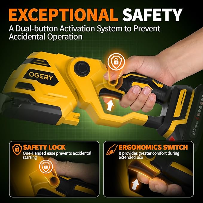 OGERY 21V Cordless Hedge Trimmer & Grass Shears, 2-in-1 Powerful Dual Batteries Electric Bush Trimmer with 8.9” Hedge Blade & 5.1” Grass Trimmer, Adjustable Angle, Lightweight for Garden & Lawn Care