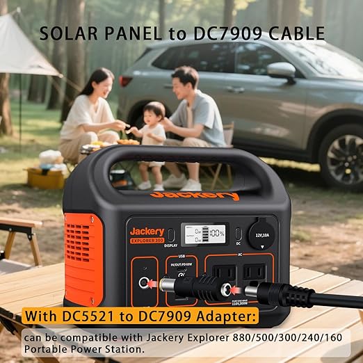 COMeap 5FT 1.5M Solar Panel Adapter for Jackery, to DC 5.5x2.1mm Extension Power Cable with DC 3.5x1.35, 5.5x2.5 and 8mm Connector Compatible with Solar Panel Charger and Portable Solar Generator