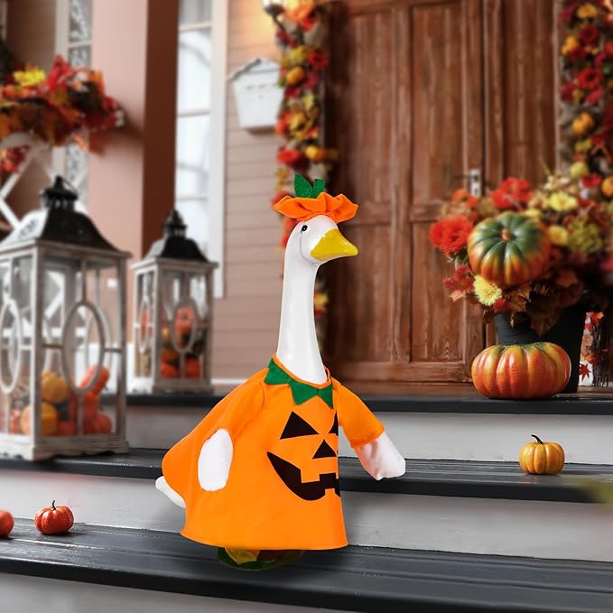 2 Sets Holiday Porch Goose Outfits for Thanksgiving and Christmas,23" Porch Goose Clothes for Patio Yard Lawn Decor